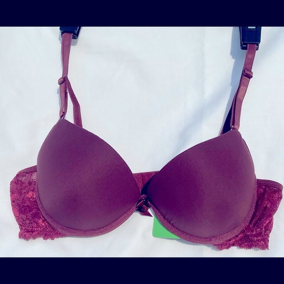 NWT Brazilian Style  Women’s Padded Underwired Lace Bra Burgundy Size Medium - Picture 2 of 9